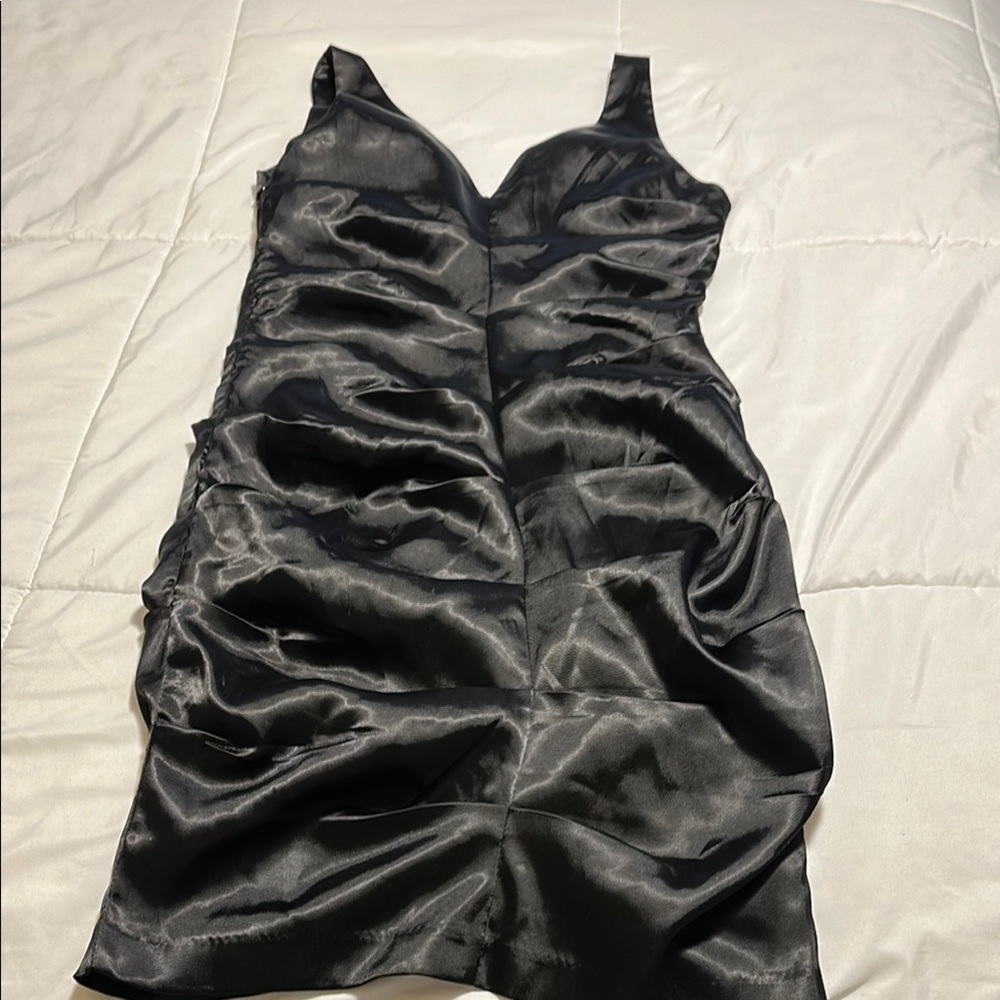 Elegant Black Satin Dress